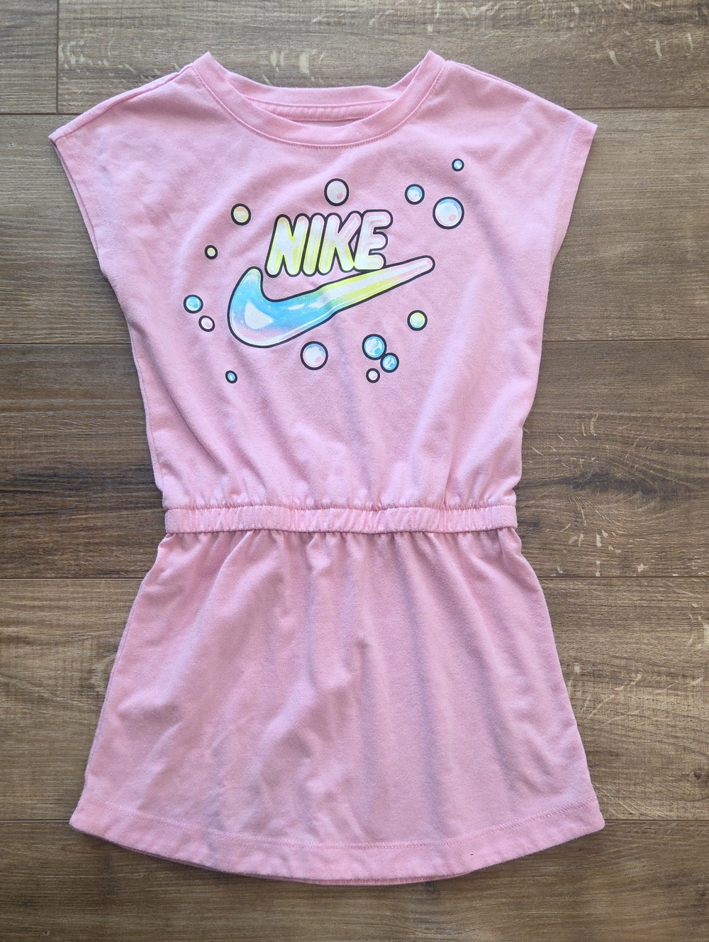 Nike Pink Bubble Logo Elastic-Waist Dress